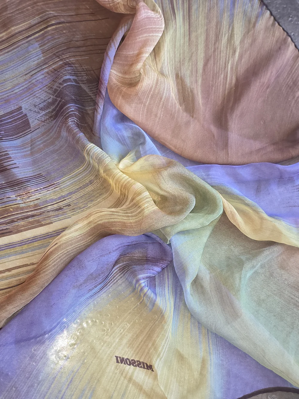 Missoni Pastel Rainbow Silk-Blend Scarf in Lavender, Pale Yellow, Mint